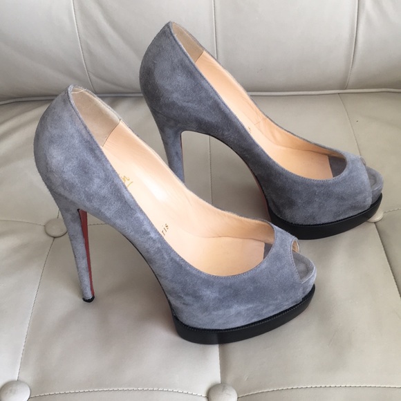 Christian Louboutin Suede Platform Heels in Gray - Picture 1 of 3